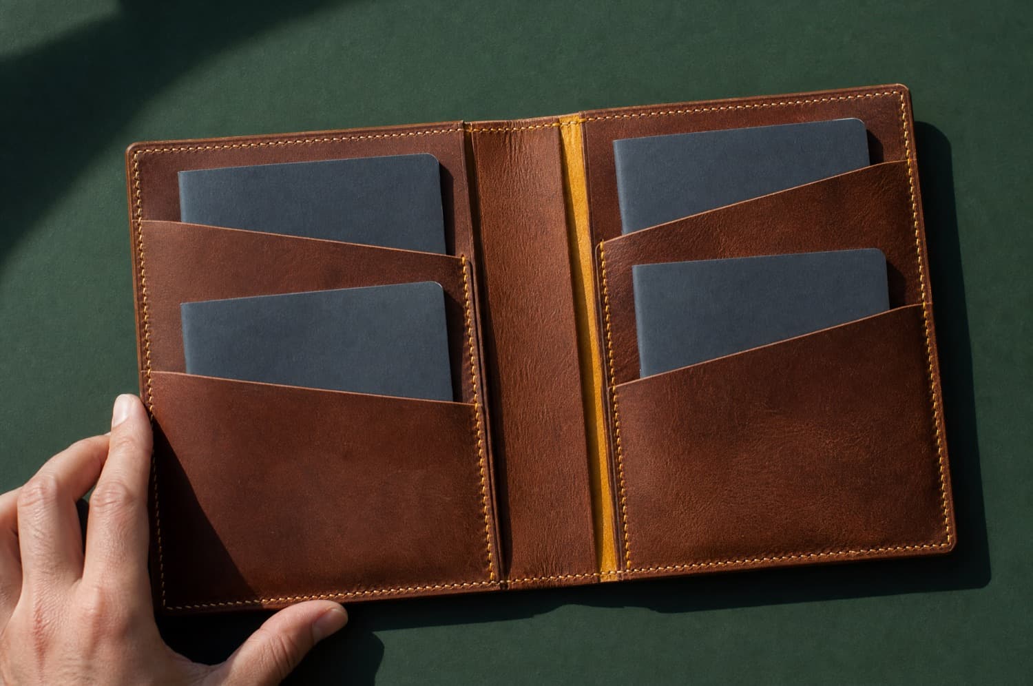 Cover Single opened out to show its pockets and slots