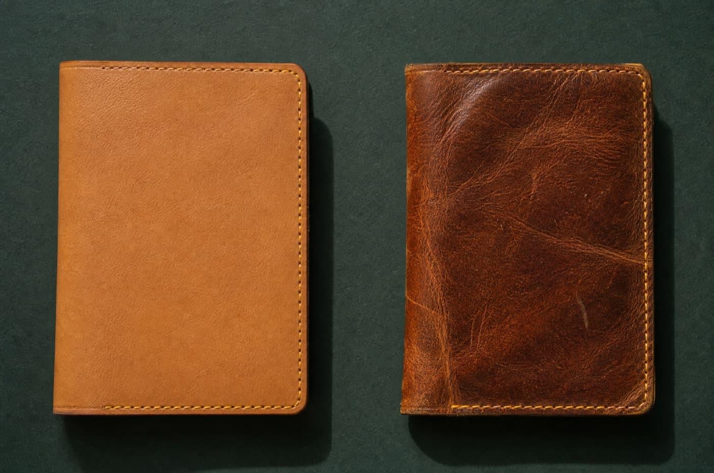 Close detail of the leather and stitching used for the Everything Set