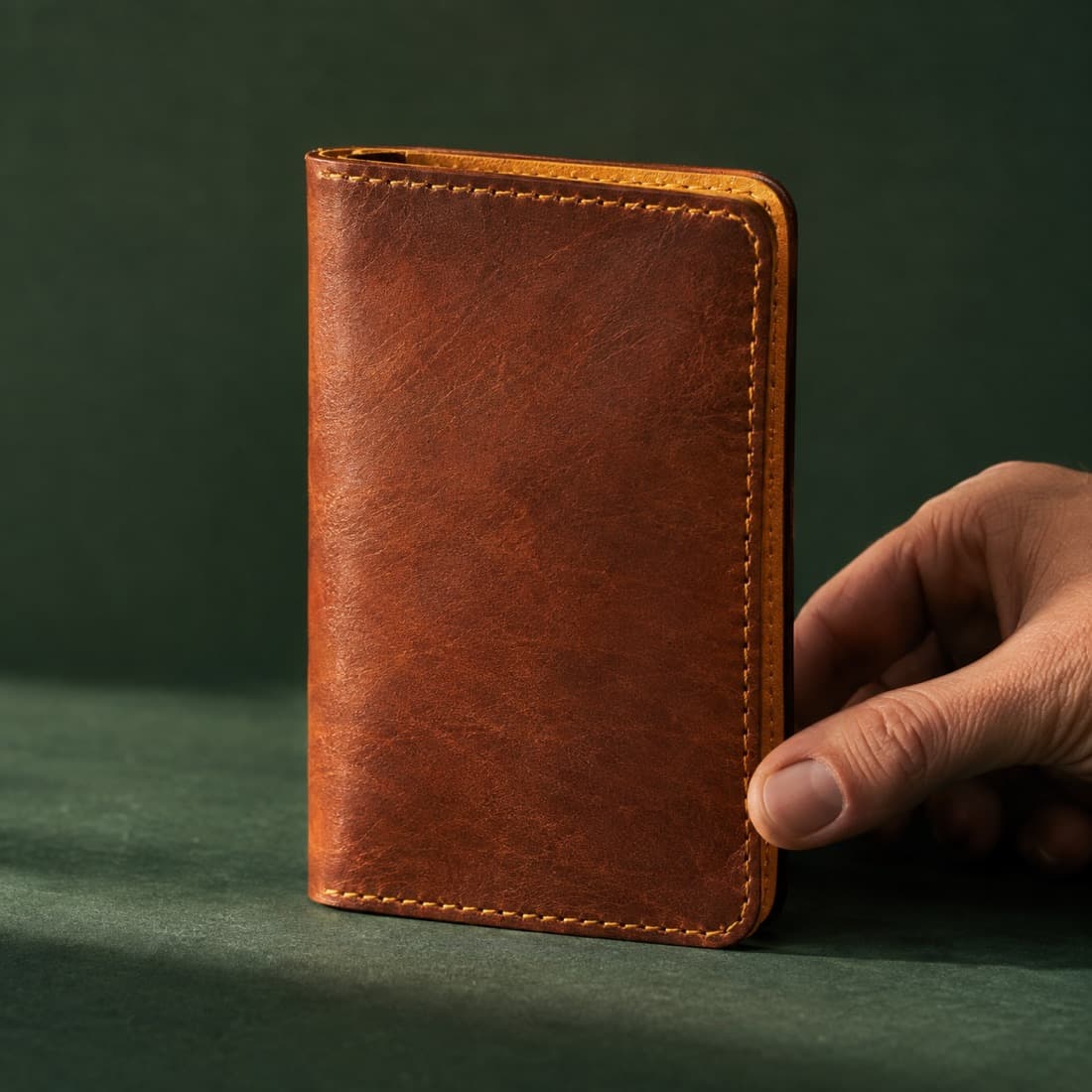 Folio Vertical photographed closed on a deep green ground